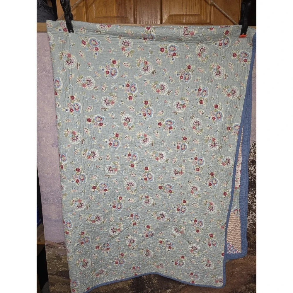 Pastel Shabby Chic Half-Square Triangle Quilt Twin Size I Sham 25x20